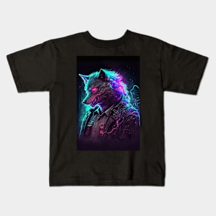 Cool Wolf Portrait Kids T-Shirt